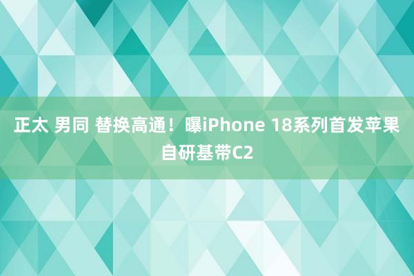 正太 男同 替换高通！曝iPhone 18系列首发苹果自研基带C2